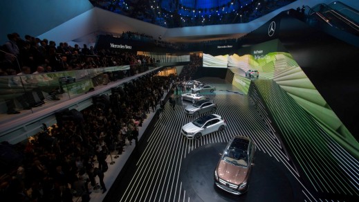 All five of Mercedes-Benz’s new models are shown together at the Frankfurt Motor Show Mercedes Benz press conference. 