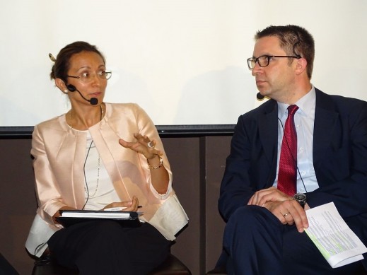 Vanessa Moriel (left), MD Asia, Human Capital Partners making a point during the panel discussion as Dr. Niels Bosse (right), of Volkswagen (China) Investment Co., Ltd., looks on. 