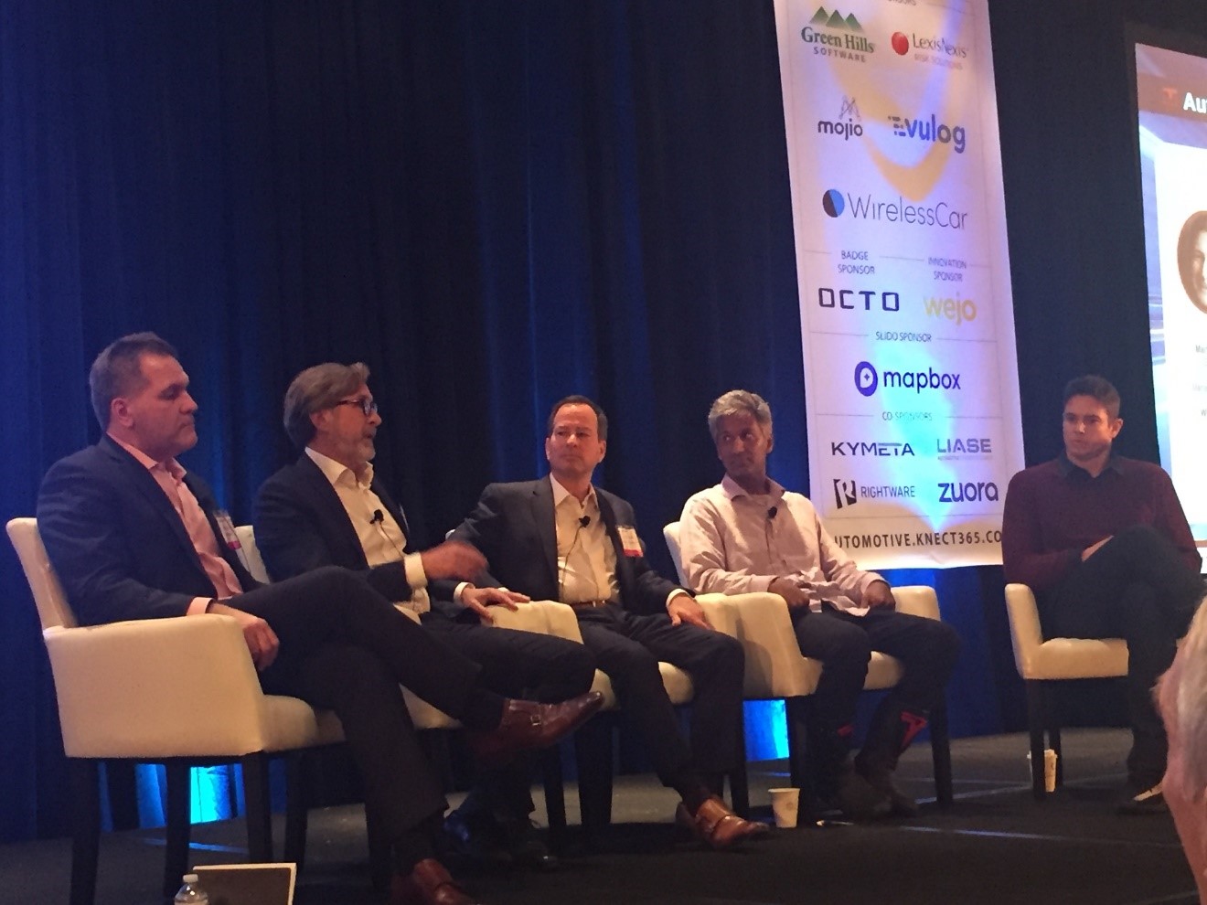 John Bukowicz, Managing Director Americas, LIASE Group speaking on a panel at the 2018 Consumer Telematics Show with Martin Rossell, Managing Director, WirelessCar; Rahul Sonnad, CEO & Co-Founder, Tesloop; Cletus Nunes, Director of Sales, Octo Telematics North America; Russ Lemmer, EVP of Mobility, Silvercar.