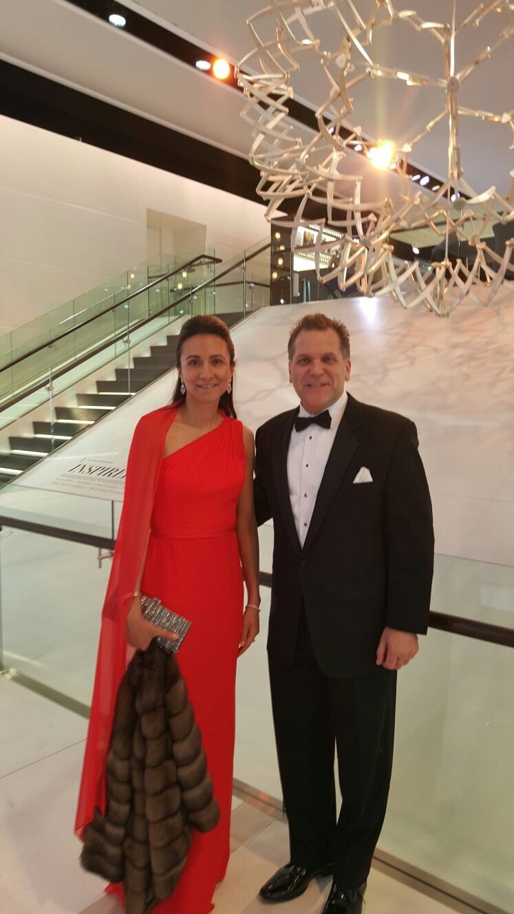 John Bukowicz and Vanessa Moriel pose for a picture at the Detroit Auto Show charity gala. 