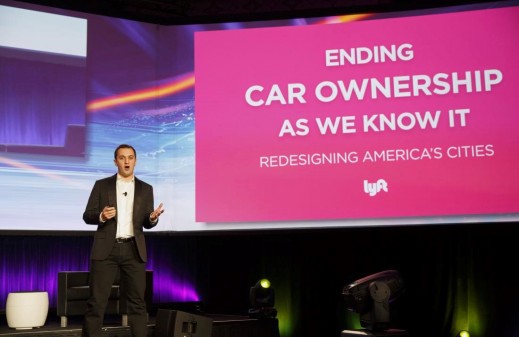 Lyft Inc., co-founder and president, John Zimmer, speaking during the Connected Car Expo at the Los Angeles Auto Show on Nov. 17, 2015.
