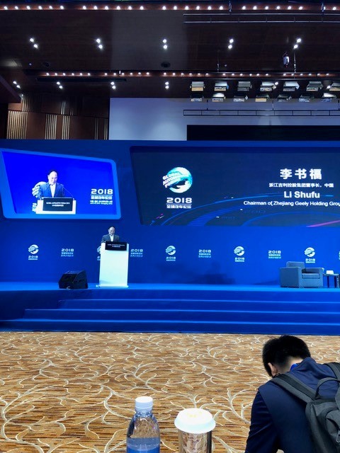 Mr. Li Shufu speaking during the closing plenary session
