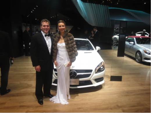 LIASE Board Member and HCP's Asia MD Vanessa Moriel and LIASE Group MD Americas and Board Member John Bukowicz pose in front of the Mercedes-Benz SL-Class on the evening of the Black Tie Gala. Mercedes unveiled its new GLE model in Detroit. It is expected to compete with BMW's X6 mid-sized SUV once production is ramped-up.