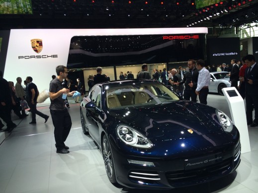 Paris reinforced the idea that carmakers are increasingly embracing green technology with a number of high-end sport/luxury hybrid and electric cars were either launched or on display at the show. Porsche displayed the Panamera S E-Hybrid and launched a hybrid version of its Cayenne model at the 2014 Paris Motor Show. Here shown is the Porsche Panamera 4S Executive. 