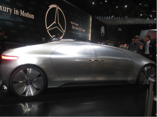 Designed from the ground up for autonomous driving, the Mercedes-Benz F 015 concept car actually made its debut at the Consumer Electronics Show in Las Vegas a week before coming to Detroit. With no need to have a driver behind the wheel, the car includes seats that face each other to allow for passenger interaction and a touch screen giving passengers control of the vehicle. 
